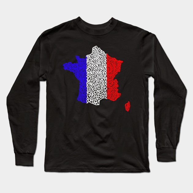 France Map and Flag Long Sleeve T-Shirt by Naoswestvillage